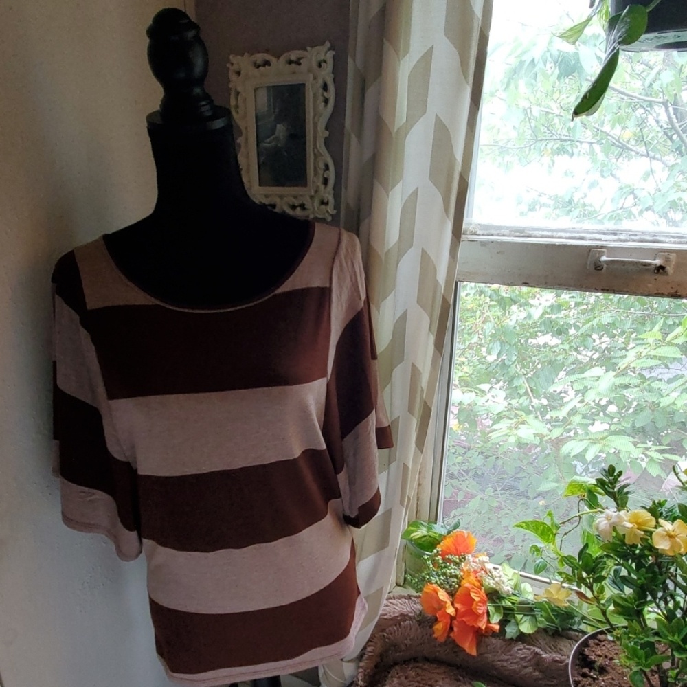Brown striped big sleeved top